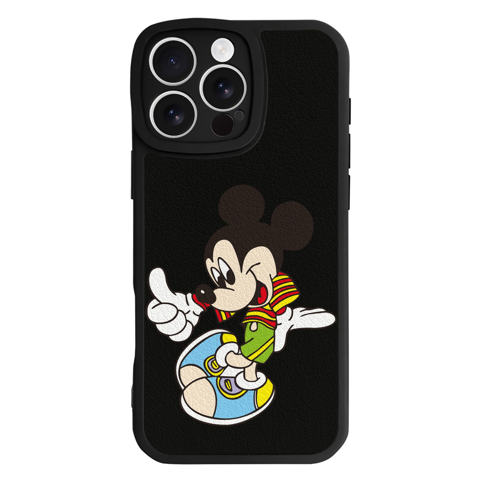（画像用） ミッキーマウス Mickey Mouse 【iPhone 16シリーズ対応】シリコンスマホケース（レザー調） 材質：シリコン